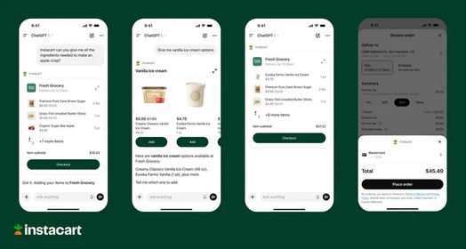 Trải nghiệm thương mại đại l&yacute; thanh to&aacute;n Instacart được nh&uacute;ng trong ChatGPT của OpenAI.