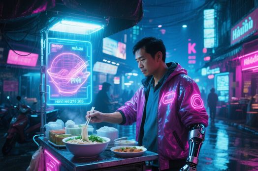 Thẩm mỹ Cyberpunk đêm đô thị