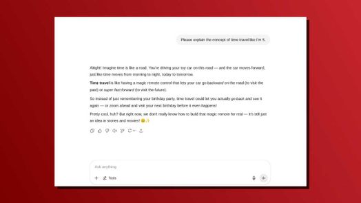 Ảnh chụp m&agrave;n h&igrave;nh c&acirc;u lệnh một d&ograve;ng của ChatGPT giải th&iacute;ch như t&ocirc;i mới 5 tuổi