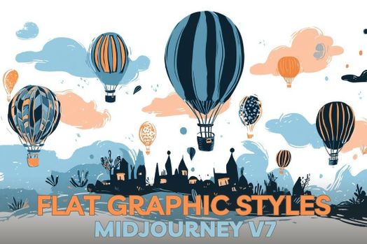 25 phong cách thiết kế đồ họa phẳng SREF trong MidJourney 7