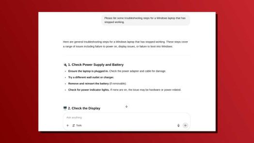 Ảnh chụp m&agrave;n h&igrave;nh c&acirc;u lệnh một d&ograve;ng của ChatGPT về khắc phục sự cố