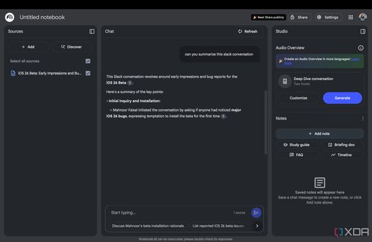 Hỏi NotebookLM những c&acirc;u hỏi về cuộc tr&ograve; chuyện tr&ecirc;n Slack