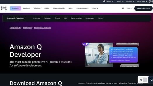 Ảnh chụp m&agrave;n h&igrave;nh trang chủ Amazon Q Developer