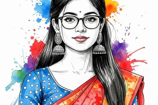 Chân dung phác thảo nghệ thuật trang sức truyền thống.