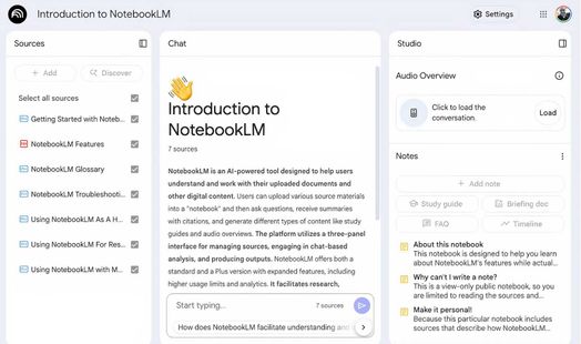 Trang bắt đầu của NotebookLM d&agrave;nh cho người d&ugrave;ng mới.