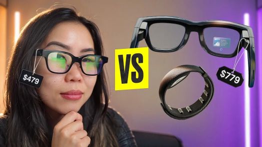 So sánh Rokid Glasses và Meta Ray-Ban Display cạnh nhau, làm nổi bật các tính năng và thiết kế độc đáo của chúng