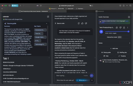 t&oacute;m tắt c&aacute;c sự kiện lịch của notebooklm