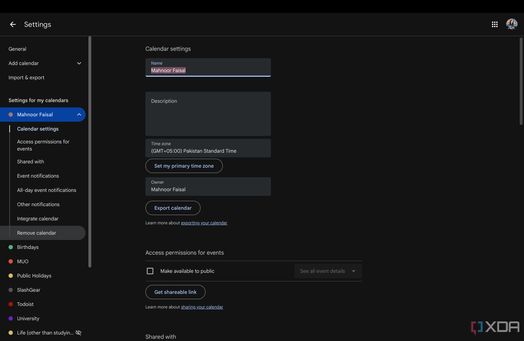 Trang C&agrave;i đặt Lịch Google