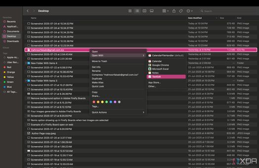Mở bằng trong Menu Finder