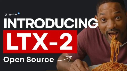 LTX-2 đang chạy tr&ecirc;n m&aacute;y t&iacute;nh để b&agrave;n tạo ra một đoạn clip đồng bộ với giọng n&oacute;i v&agrave; chuyển động khớp nhau.