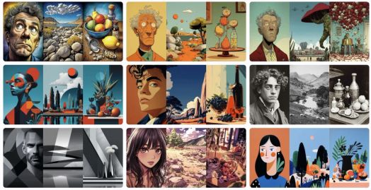 Một h&igrave;nh ảnh minh họa c&aacute;ch Midjourney Style Explorer hỗ trợ c&aacute;c đột ph&aacute; s&aacute;ng tạo