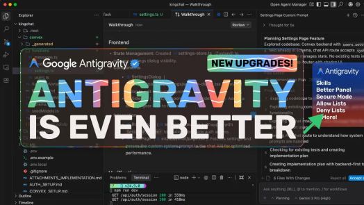 Ảnh chụp m&agrave;n h&igrave;nh hiển thị c&aacute;c kỹ năng mới trong Antigravity 3.0, với c&aacute;c t&ugrave;y chọn chia sẻ kh&ocirc;ng gian l&agrave;m việc v&agrave; k&iacute;ch hoạt theo y&ecirc;u cầu.
